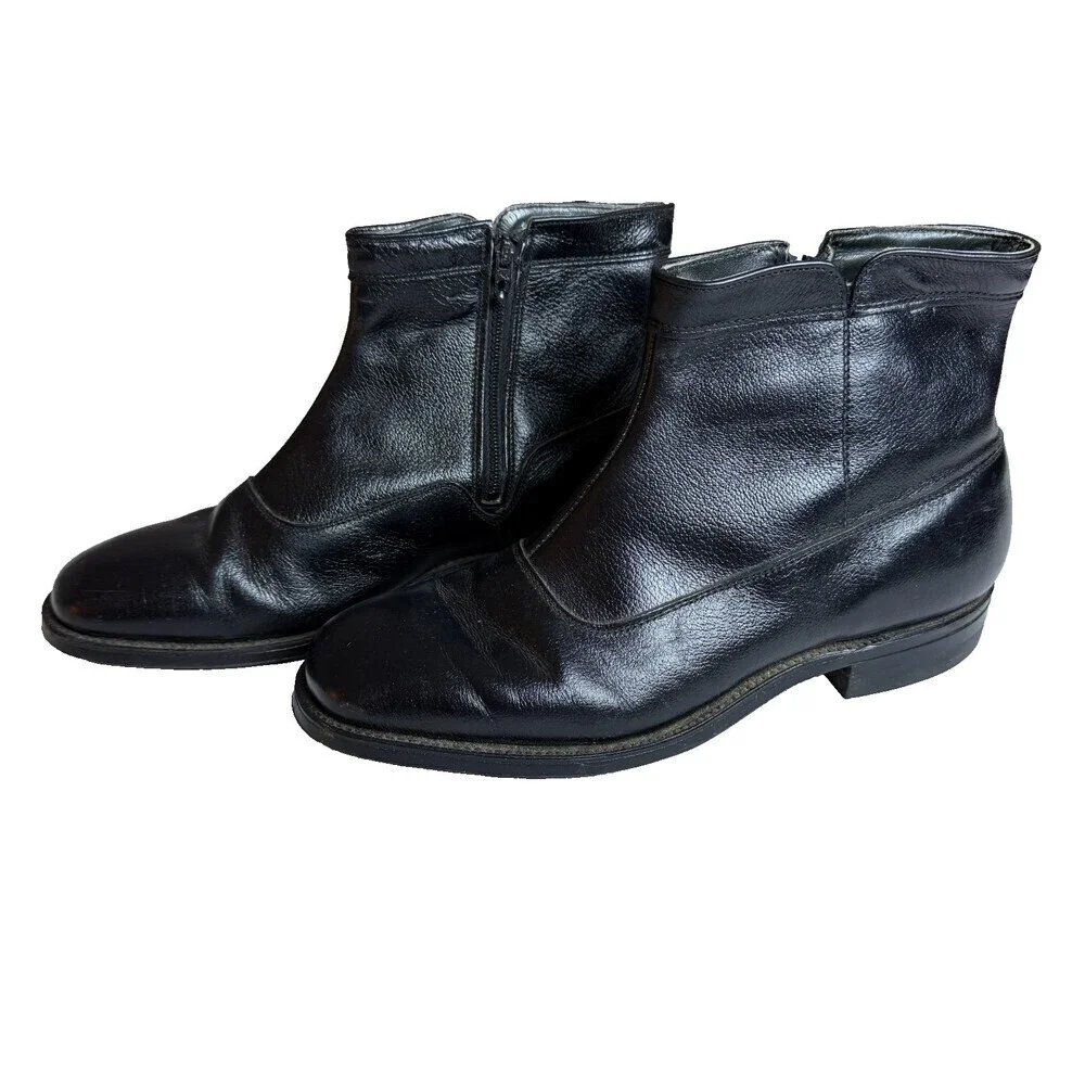 Vintage 60s 70s Side Zip Boots O'Sullivan Heel Union Made Men's 8EE (Extra Wide)